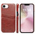 iPhone 17e / 16e Fierre Shann Retro Oil Wax Texture Card Slots PU Leather Phone Case - Brown