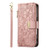 iPhone 17e / 16e Flowers Leaves Zipper Wallet Leather Phone Case with Strap - Pink