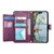 iPhone 17e / 16e Flowers Leaves Zipper Wallet Leather Phone Case with Strap - Purple