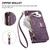 iPhone 17e / 16e Flowers Leaves Zipper Wallet Leather Phone Case with Strap - Purple