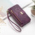 iPhone 17e / 16e Flowers Leaves Zipper Wallet Leather Phone Case with Strap - Purple