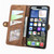 iPhone 17e / 16e Geometric Zipper Wallet Side Buckle Leather Phone Case - Brown