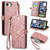 iPhone 17e / 16e Geometric Zipper Wallet Side Buckle Leather Phone Case - Pink