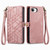 iPhone 17e / 16e Geometric Zipper Wallet Side Buckle Leather Phone Case - Pink