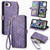 iPhone 17e / 16e Geometric Zipper Wallet Side Buckle Leather Phone Case - Purple