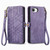 iPhone 17e / 16e Geometric Zipper Wallet Side Buckle Leather Phone Case - Purple