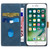 iPhone 17e / 16e Grid Stitching Leather Phone Case with Lanyard - Blue