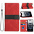iPhone 17e / 16e Grid Stitching Leather Phone Case with Lanyard - Red