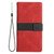 iPhone 17e / 16e Grid Stitching Leather Phone Case with Lanyard - Red