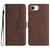 iPhone 17e / 16e Heart Pattern Skin Feel Leather Phone Case - Brown