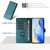 iPhone 17e / 16e Honeycomb Embossing RFID Leather Phone Case - Peacock Green