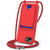 iPhone 17e / 16e Integrated Card Bag Solid Color Liquid Silicone Phone Case with Lanyard - Red