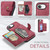 iPhone 17e / 16e JEEHOOD J01 Retro Magnetic Detachable Wallet Phone Case - Red