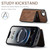 iPhone 17e / 16e JEEHOOD J02 Magnetic Zipper Horizontal Flip Leather Phone Case - Brown
