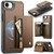 iPhone 17e / 16e JEEHOOD J12 Exquisite RFID MagSafe Zipper Card Bag Phone Case - Brown