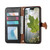 iPhone 17e / 16e Leaf Buckle Zipper Wallet Leather Phone Case with Strap - Black