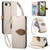 iPhone 17e / 16e Leaf Buckle Zipper Wallet Leather Phone Case with Strap - off-white