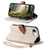 iPhone 17e / 16e Leaf Buckle Zipper Wallet Leather Phone Case with Strap - off-white