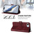iPhone 17e / 16e Line Splicing Buckle Retro Leather Phone Case - Wine Red