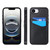 iPhone 17e / 16e Litchi Leather Skin Card Slots Phone Case - Black