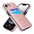 iPhone 17e / 16e Litchi Leather Skin Card Slots Phone Case - Rose Gold