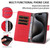 iPhone 17e / 16e Litchi Texture RFID Blocking 3-Card Wallet Leather Phone Case - Red