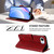 iPhone 17e / 16e Litter Panda Embossing RFID Leather Phone Case with Lanyard - Wine Red