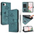iPhone 17e / 16e Lotus Embossed Leather Phone Case with Lanyard - Dark Green