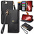 iPhone 17e / 16e Love Zipper Lanyard Leather Phone Case - Black