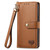 iPhone 17e / 16e Love Zipper Lanyard Leather Phone Case - Brown