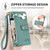 iPhone 17e / 16e Love Zipper Lanyard Leather Phone Case - Green
