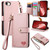 iPhone 17e / 16e Love Zipper Lanyard Leather Phone Case - Pink