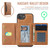 iPhone 17e / 16e MAGKING K4 Series MagSafe RFID Tri-fold Card Bag Detachable Phone Case - Brown