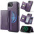 iPhone 17e / 16e MAGKING K4 Series MagSafe RFID Tri-fold Card Bag Detachable Phone Case - Purple
