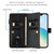 iPhone 17e / 16e Magnetic Closure 9 Card Slots Zipper Leather Case with Hand Strap - Black
