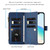 iPhone 17e / 16e Magnetic Closure 9 Card Slots Zipper Leather Case with Hand Strap - Dark Blue