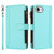 iPhone 17e / 16e Magnetic Closure 9 Card Slots Zipper Leather Case with Hand Strap - Mint Green
