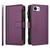iPhone 17e / 16e Magnetic Closure 9 Card Slots Zipper Leather Case with Hand Strap - Purple