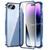 iPhone 17e / 16e Magnetic Double-buckle HD Tempered Glass Phone Case - Blue