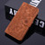 iPhone 17e / 16e Mandala Embossed Dual-Fold Calf Leather Phone Case - Brown