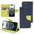 iPhone 17e / 16e Mercury Contrast Color Splicing Leather Phone Case - Dark Blue