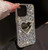 iPhone 17e / 16e Mirror Handmade Bling Rhinestone PC Phone Case - Silver Gray Flower