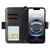 iPhone 17e / 16e Multi-card Slots Crossbody Cowhide Leather Phone Case - Black