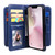 iPhone 17e / 16e Multi-Function Wallet 10 Card Slots Leather Phone Case - Dark Blue