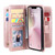 iPhone 17e / 16e Multi-Function Wallet 10 Card Slots Leather Phone Case - Rose Gold