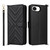 iPhone 17e / 16e Multifunctional 6-Card Slots Leather Phone Case with Wrist Strap - Black