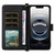 iPhone 17e / 16e Multifunctional 6-Card Slots Leather Phone Case with Wrist Strap - Black