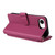 iPhone 17e / 16e Multifunctional 6-Card Slots Leather Phone Case with Wrist Strap - Rose Red