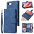 iPhone 17e / 16e Multifunctional Multi-Card Wallet Phone Leather Case - Dark Blue