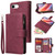 iPhone 17e / 16e Multifunctional Multi-Card Wallet Phone Leather Case - Wine Red